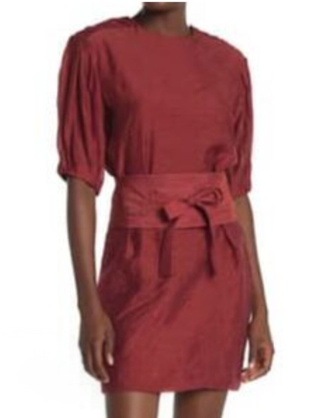 Rebecca Minkoff Juno Rose Belted Dress in Burnt Henna